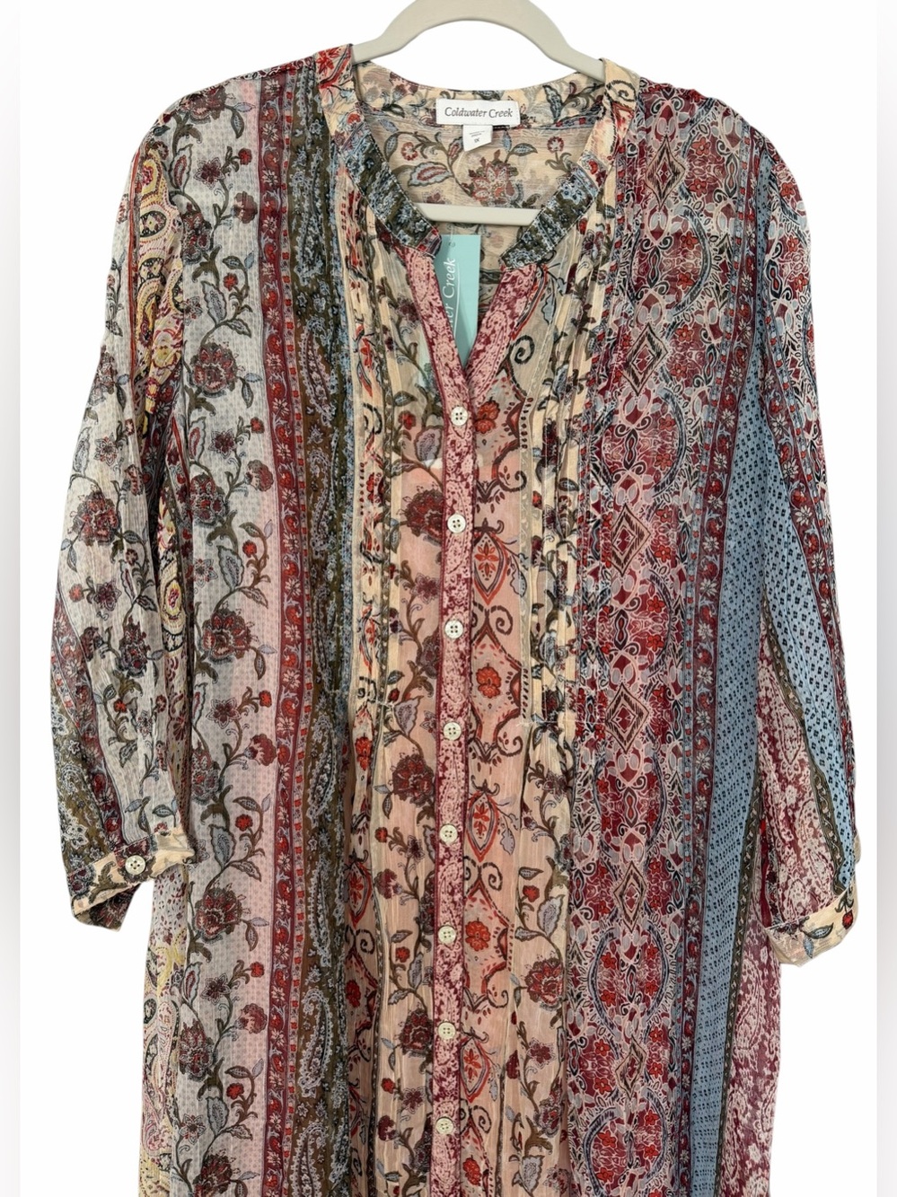 Coldwater Creek Boho Paisley Patchwork Maxi Dress Button Flowy NWT Sz 1X - Picture 4 of 16